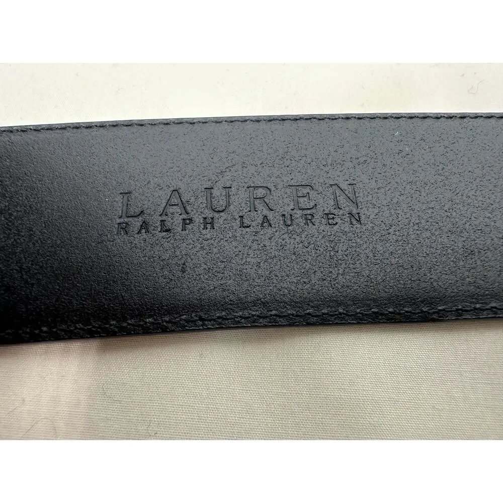 Lauren Ralph Lauren Black Leather Belt SZ XL Quiet Luxury Heritage Style